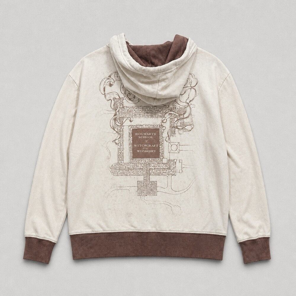 Vintage Harry Potter Marauder's Map Zip-Up Hoodie Universal Studios Size M - Picture 4 of 8